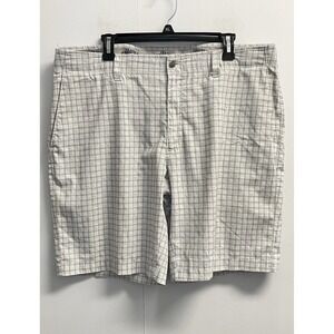 Men's Callaway Golf Shorts Size 38 Grey Plaid 10" Inseam Flat‎ Front